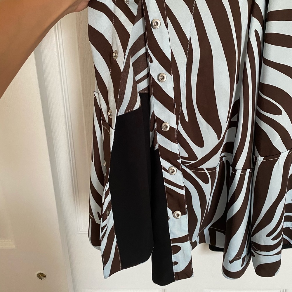 3.1 Phillip Lim Zebra Pleated Skirt with Snaps - Picture 12 of 14